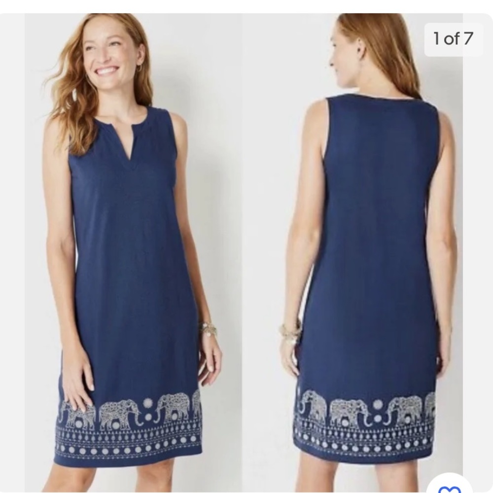 JJill dress size Medium with elephant embroidered print